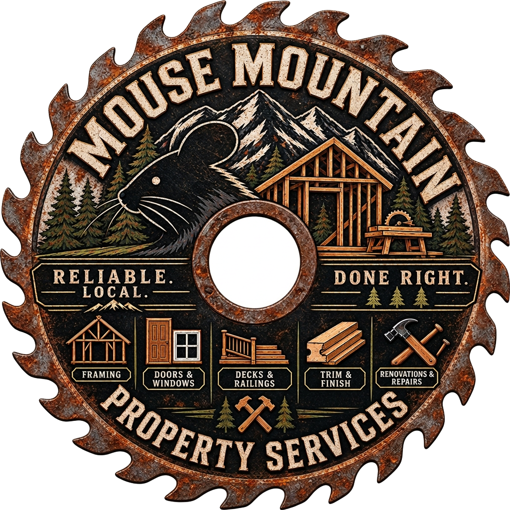 Mouse Mountain Property Services sawblade badge